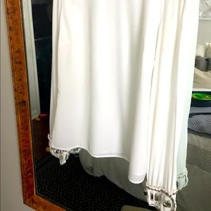 Off white cuff embellished blouse